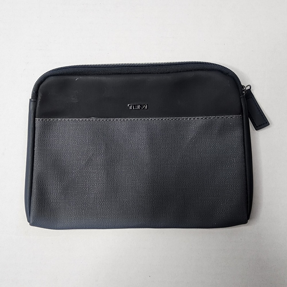 TUMI For Delta Zip Pouch soft Sided Small Gray Travel Case Bag EXCELLENT